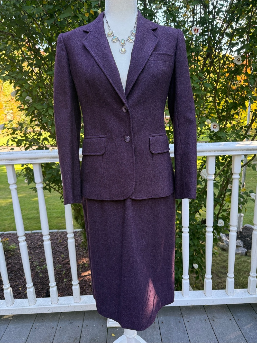 Vintage Saks Fifth Avenue Evan Picone Deep Plum Blazer and Skirt Set wool lux